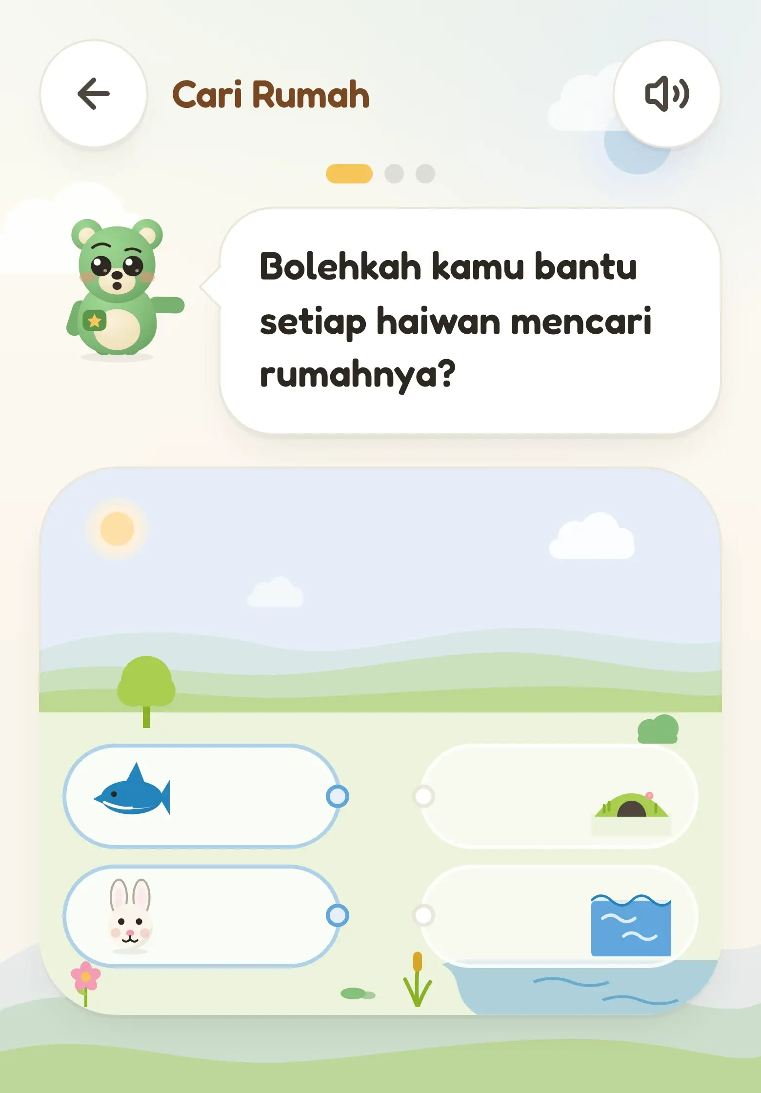 Cari Rumah: haiwan di sebelah sini, rumah mereka di sebelah sana, menunggu untuk disambungkan.