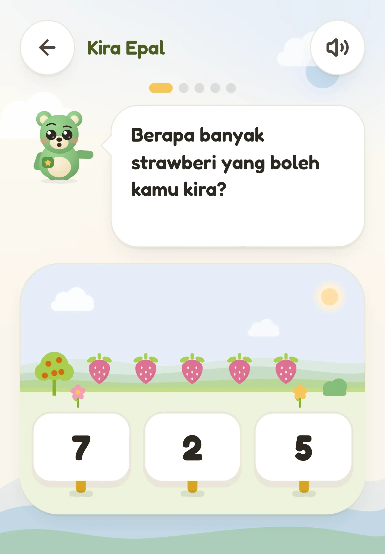 Kira Epal: KIDDO bertanya berapa banyak yang boleh dikira, di atas taman dengan papan nombor berdiri di rumput.